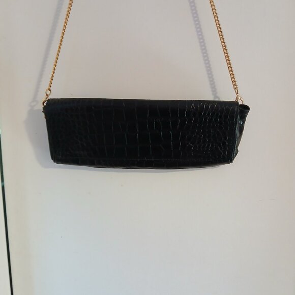 VINTAGE WOMEN'S CROCO EMBOSSED BLACK EXIMIOUS OF LONDON  PURSE - Picture 9 of 10